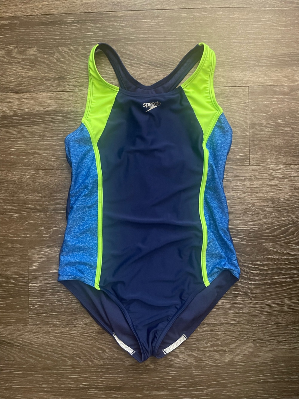 Girl’s Speedo Navy & Lime Green Swim Rash Guard